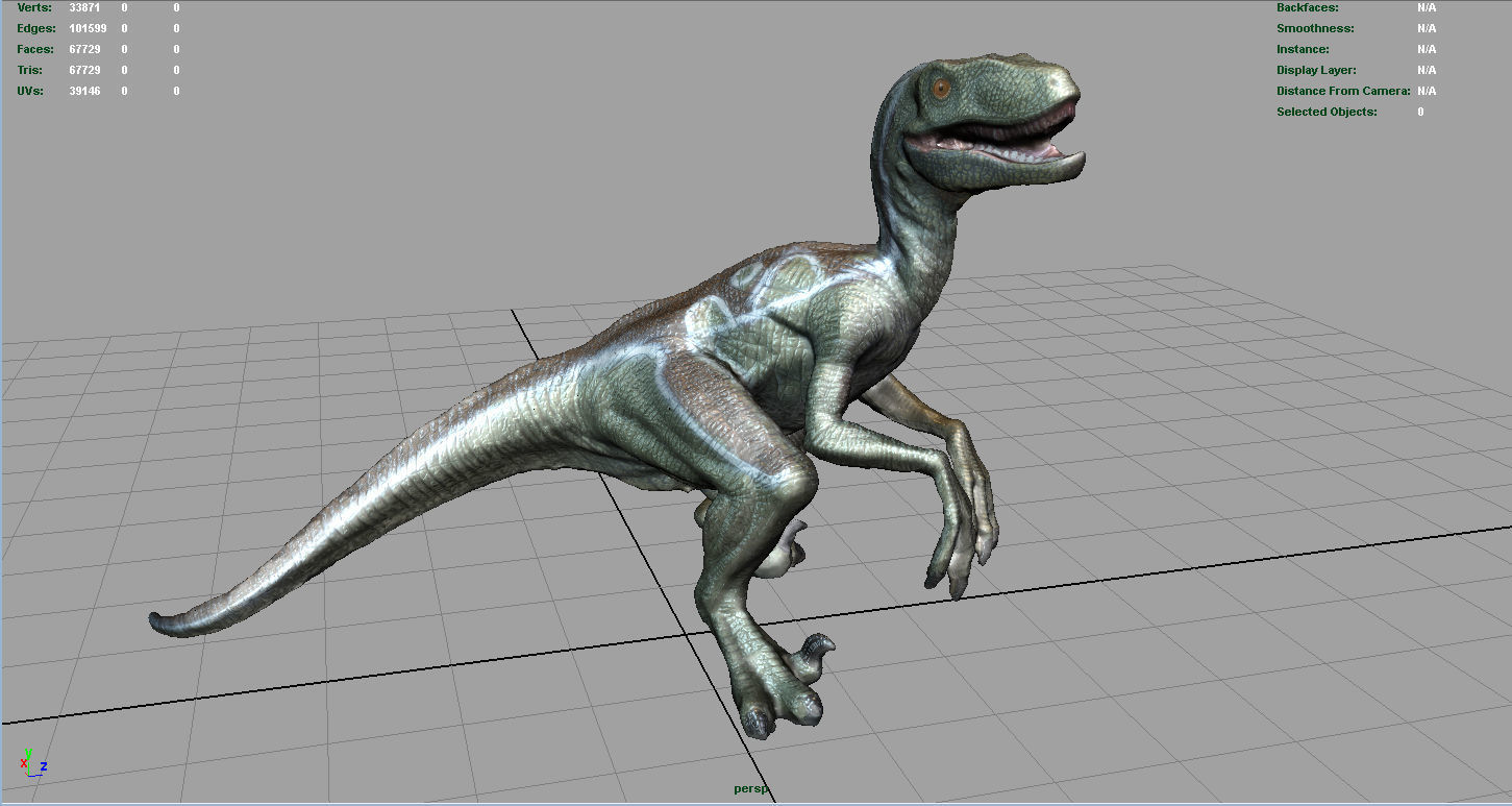 Velociraptor dinosaur Low-poly 3D model_8