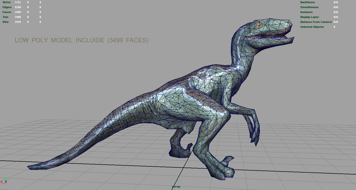 Velociraptor dinosaur Low-poly 3D model_3