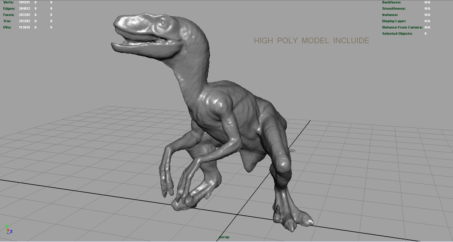 Velociraptor dinosaur Low-poly 3D model_6