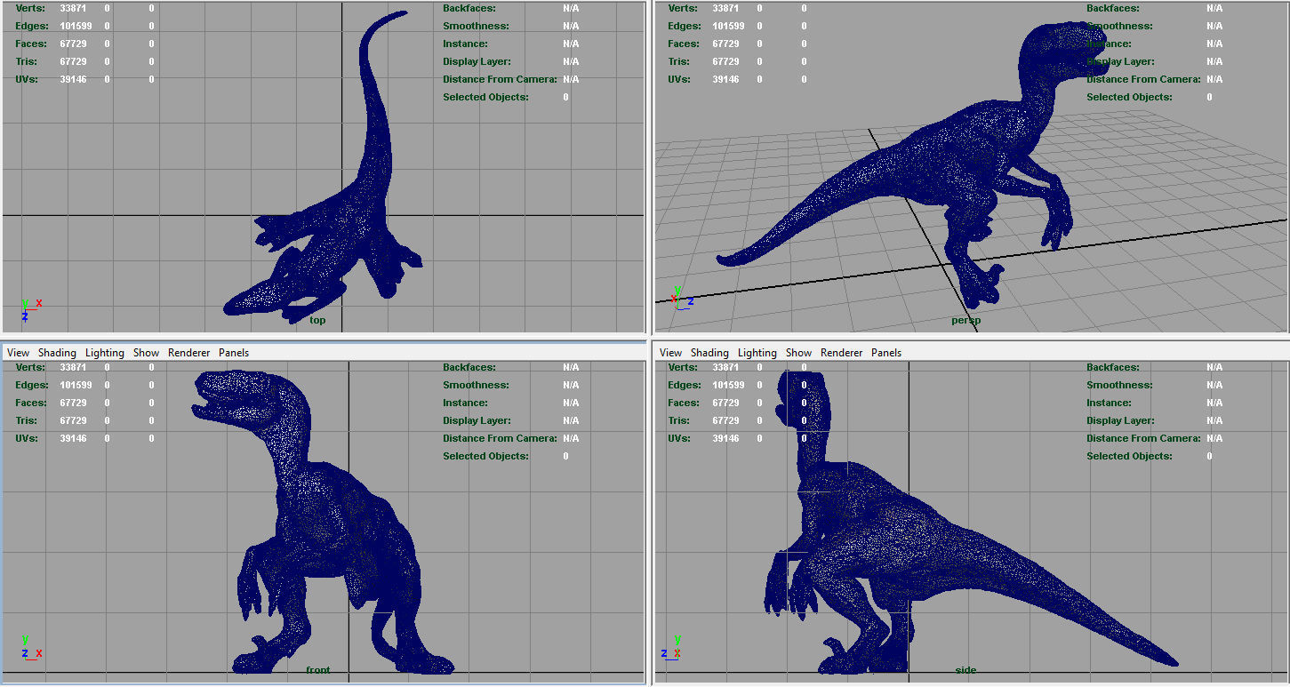 Velociraptor dinosaur Low-poly 3D model_12