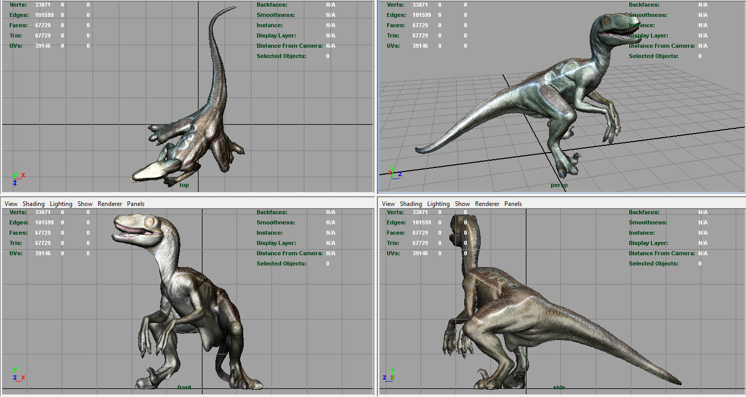 Velociraptor dinosaur Low-poly 3D model_7