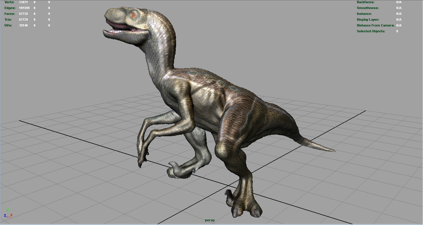 Velociraptor dinosaur Low-poly 3D model_14