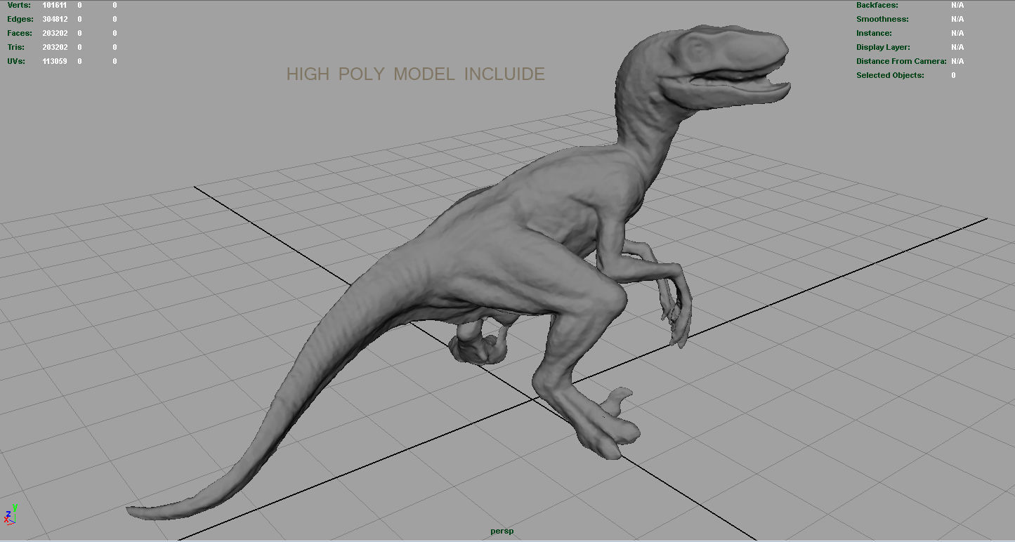 Velociraptor dinosaur Low-poly 3D model_2