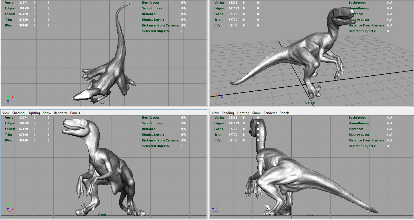 Velociraptor dinosaur Low-poly 3D model_11