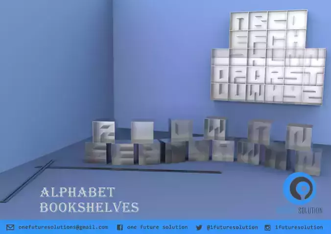 Alphabet Bookshelves Free 3D model