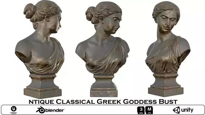 Antique Classical Greek Goddess Bust