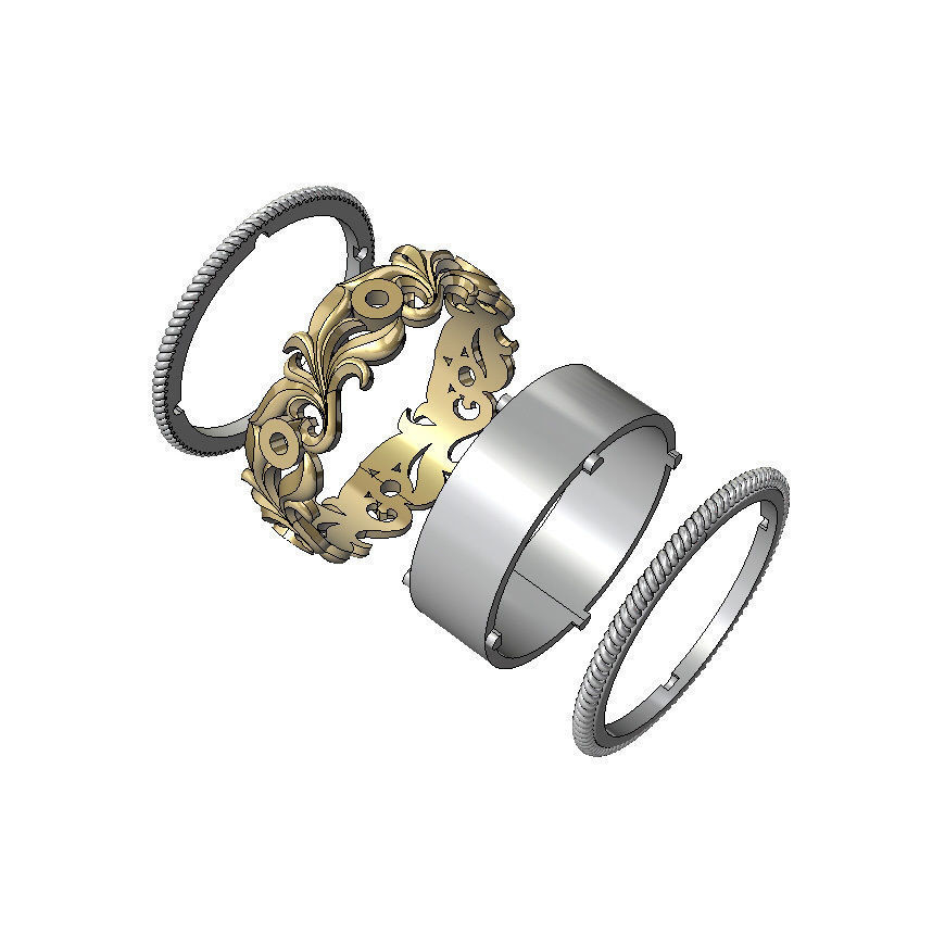 Wedding ring with round gemstones 004 3D print model_3