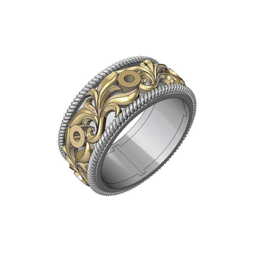 Wedding ring with round gemstones 004 3D print model_4