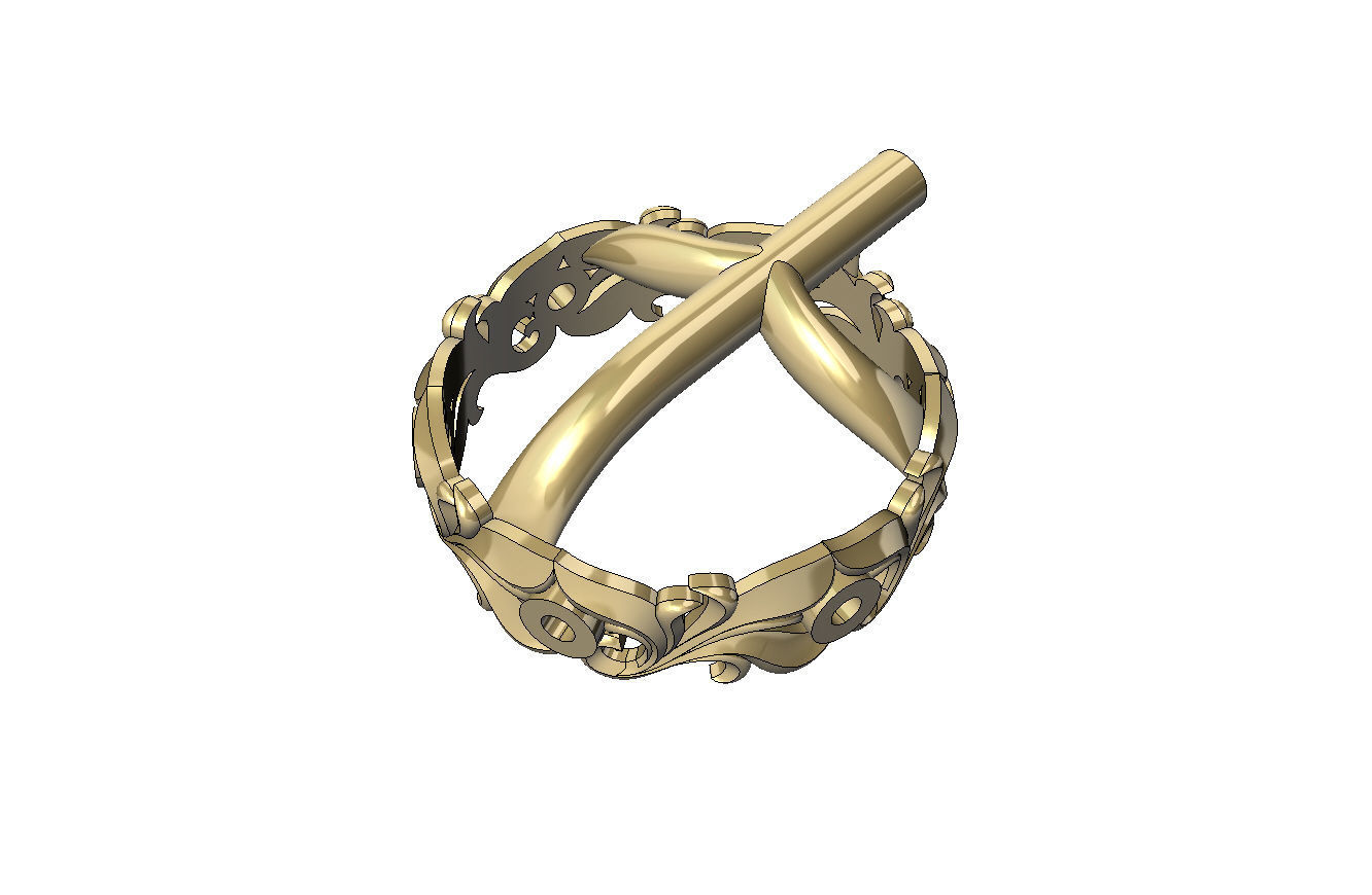 Wedding ring with round gemstones 004 3D print model_6