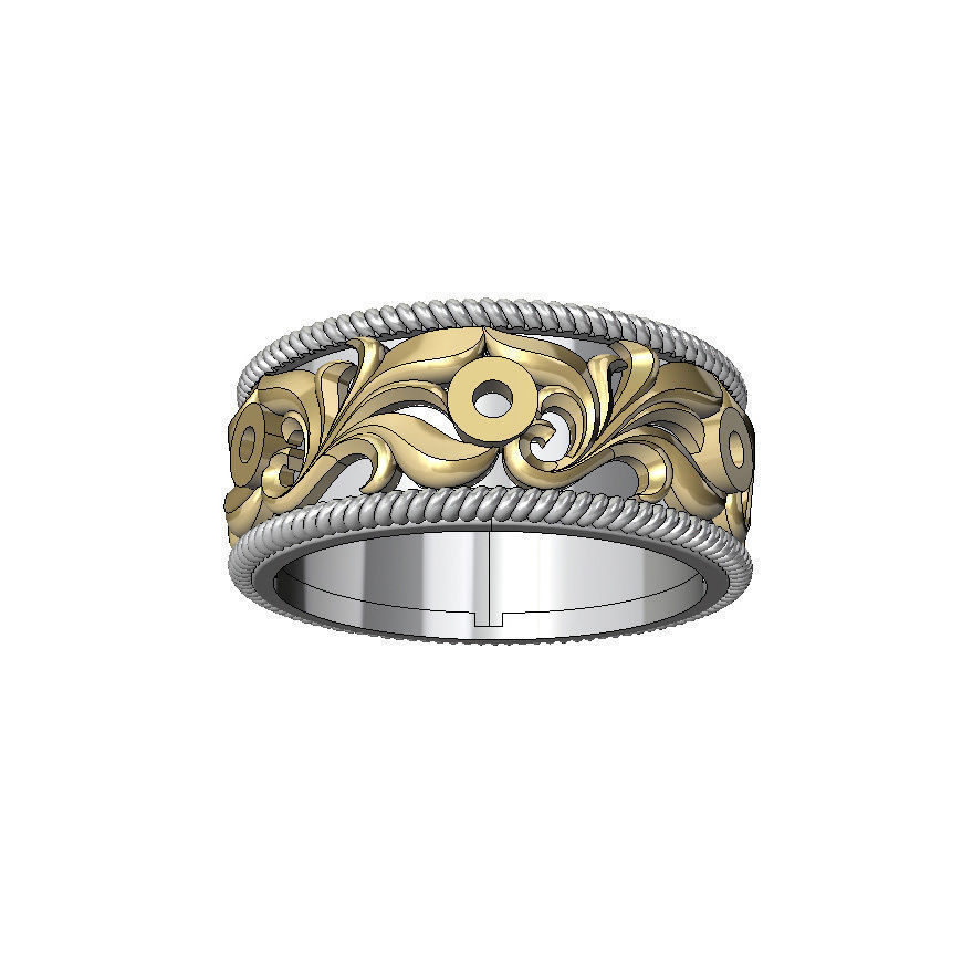 Wedding ring with round gemstones 004 3D print model_5