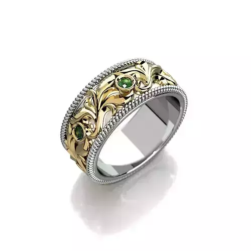 Wedding ring with round gemstones 004 3D print model