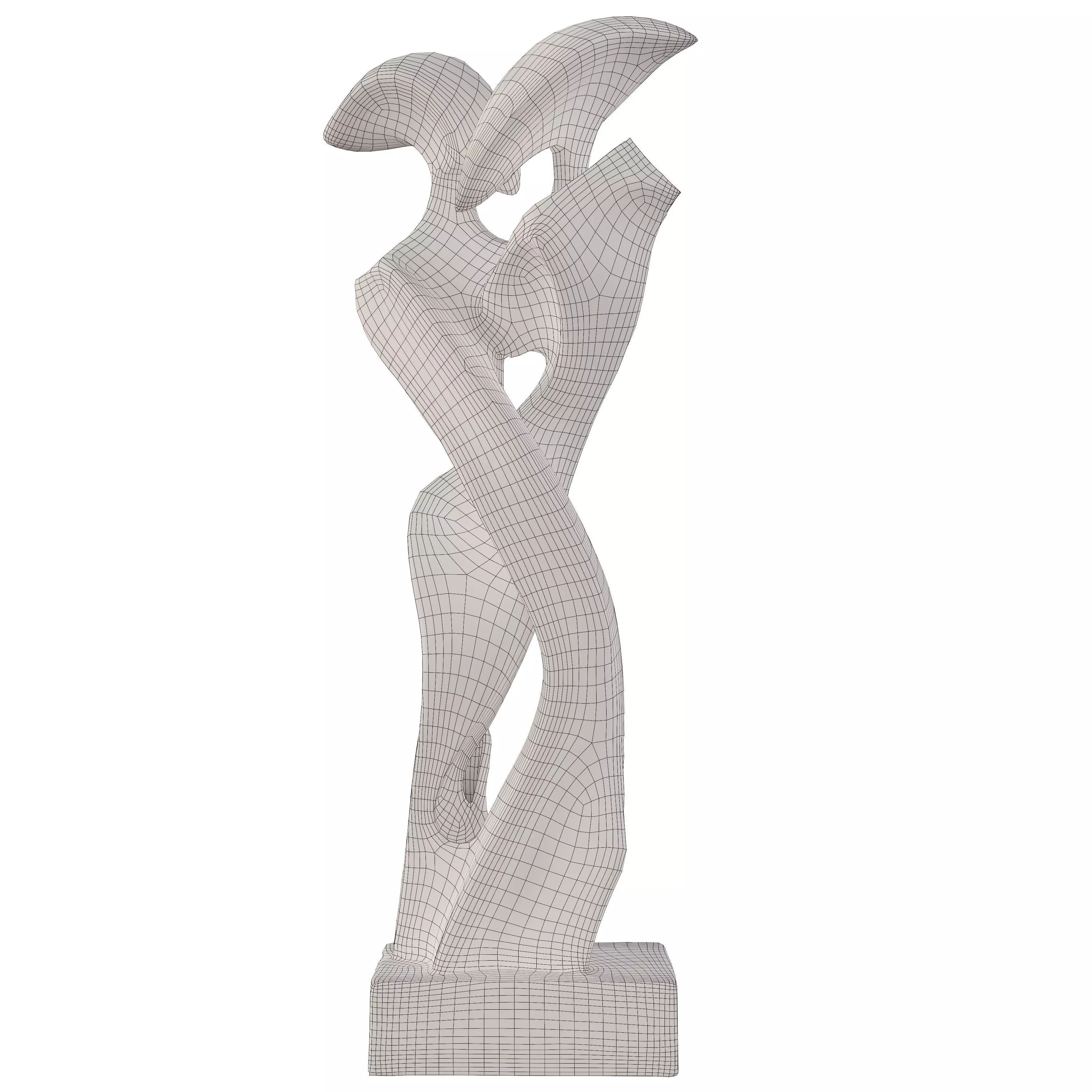 Antique Modern Abstract Embrace in Bronze  3D model_7