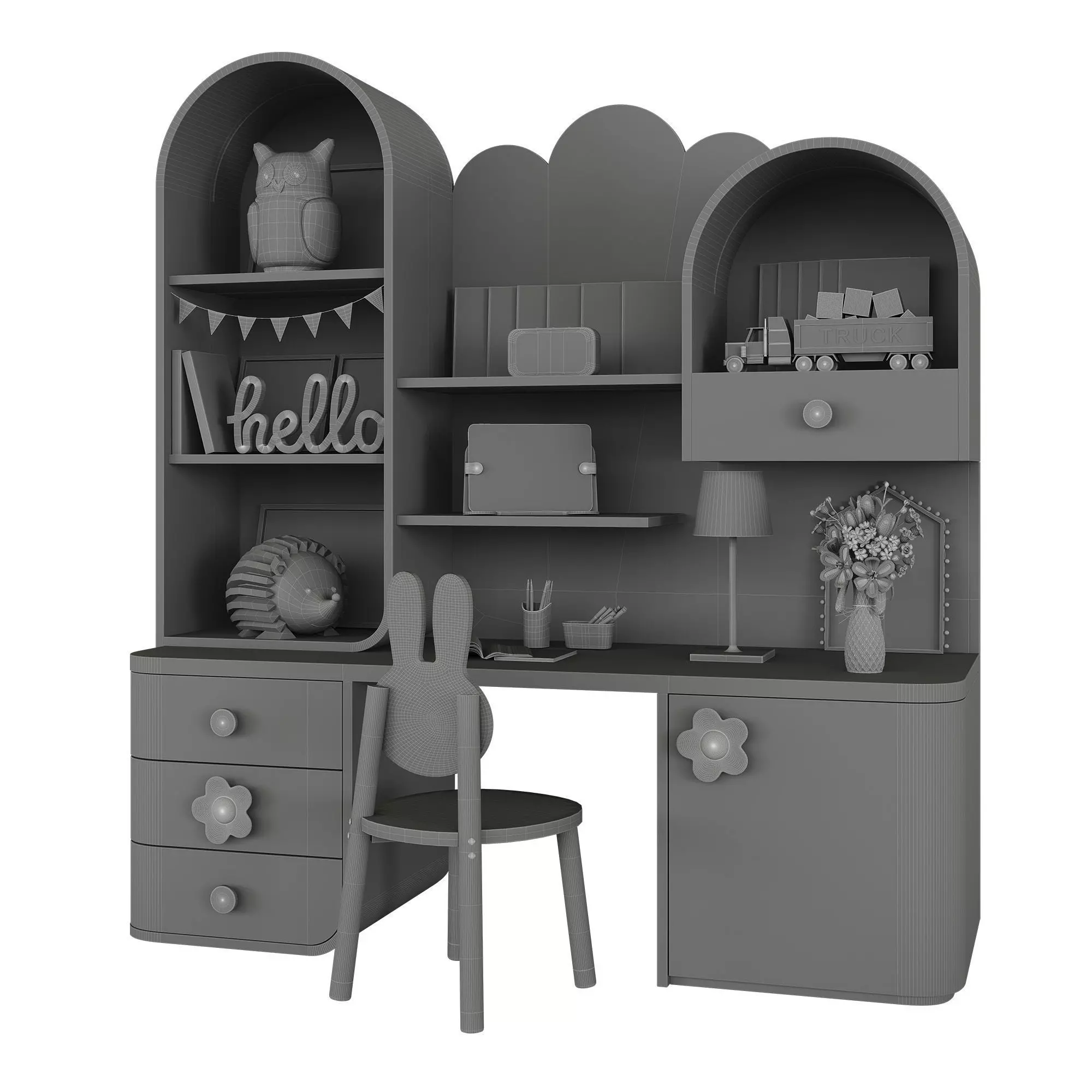 Childrens furniture with toys and decor 02 3D model_4