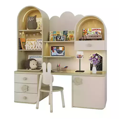 Childrens furniture with toys and decor 02 3D model