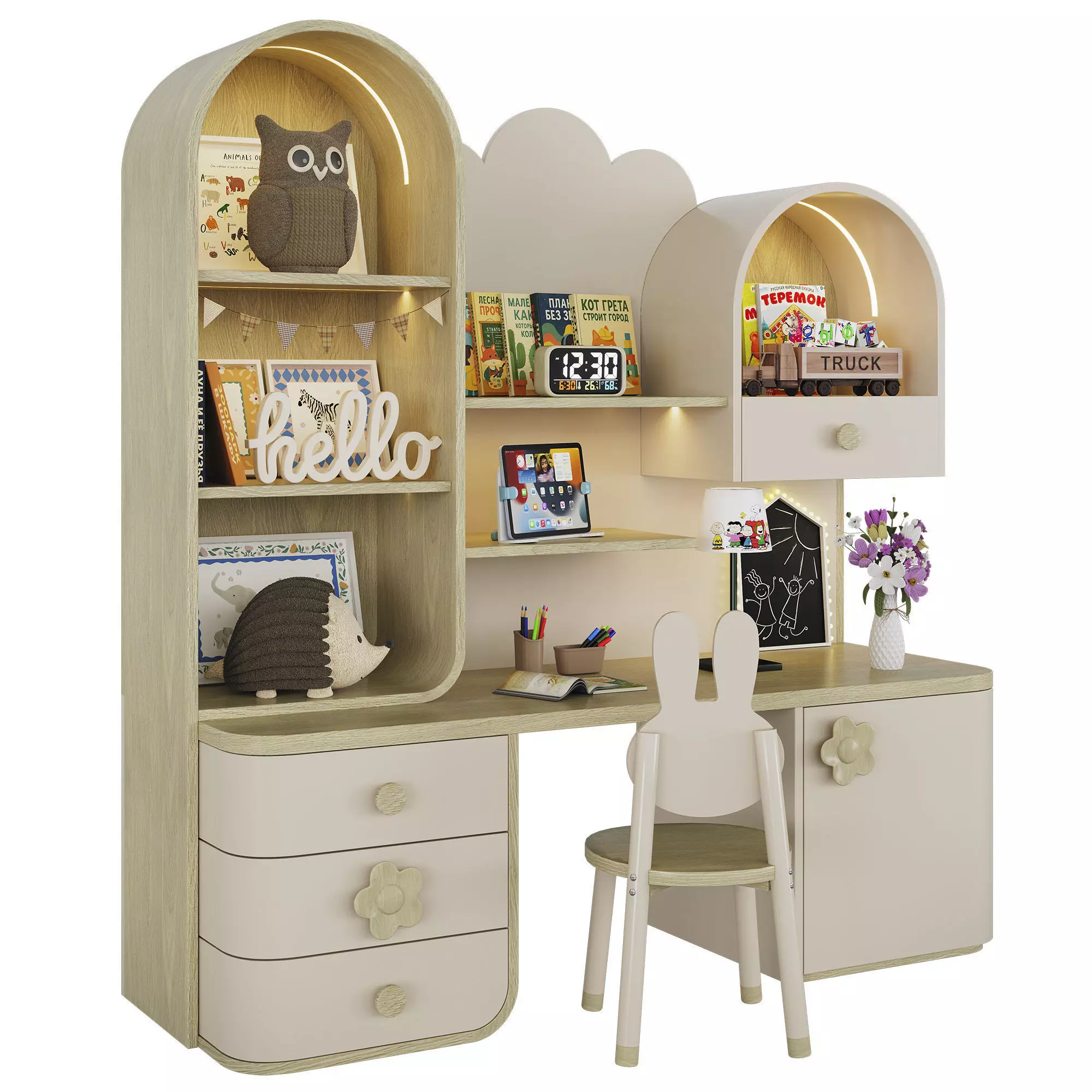 Childrens furniture with toys and decor 02 3D model_6