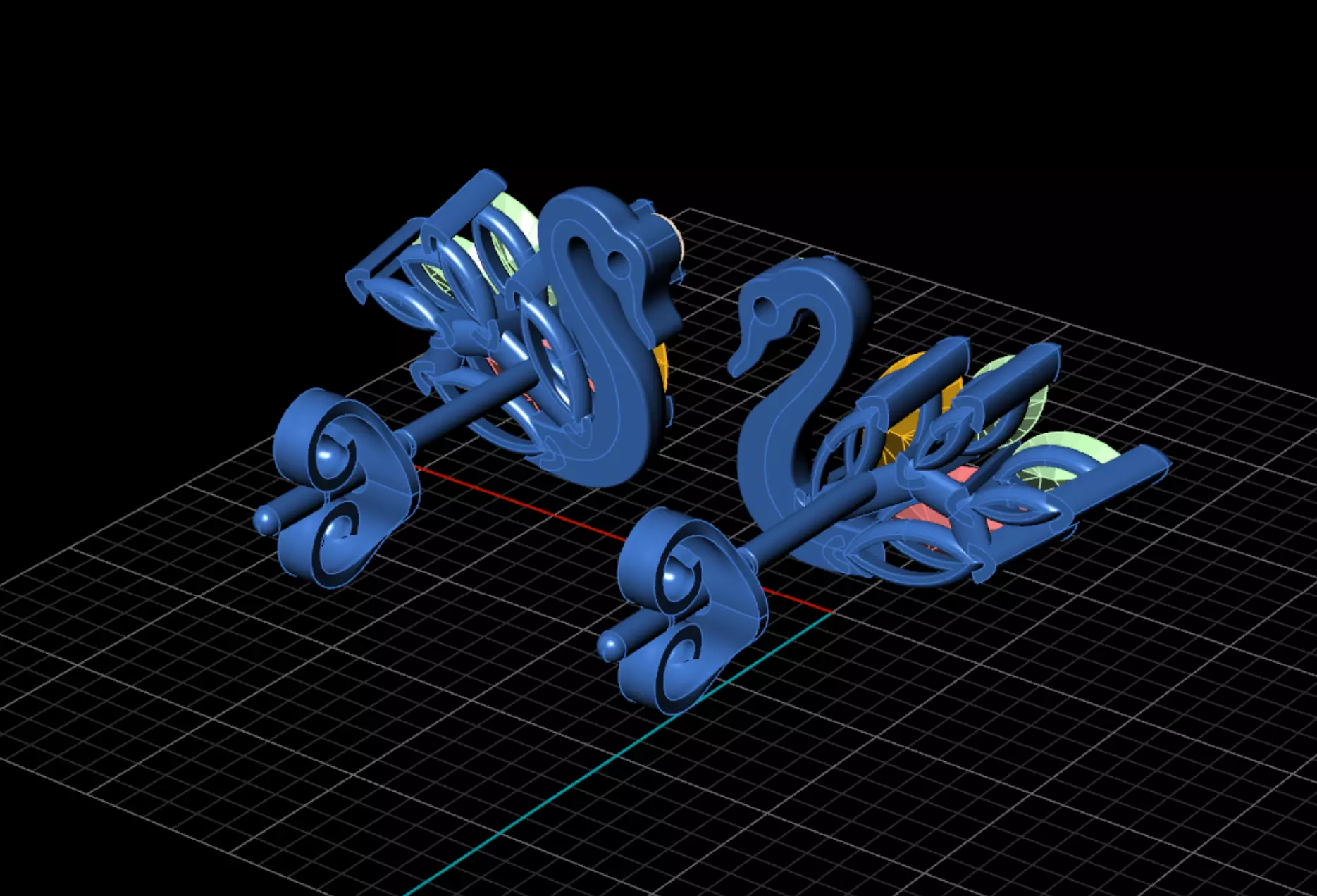 Swan Marquise Diamond Stud Earrings 3D CAD Design 3D print model_5