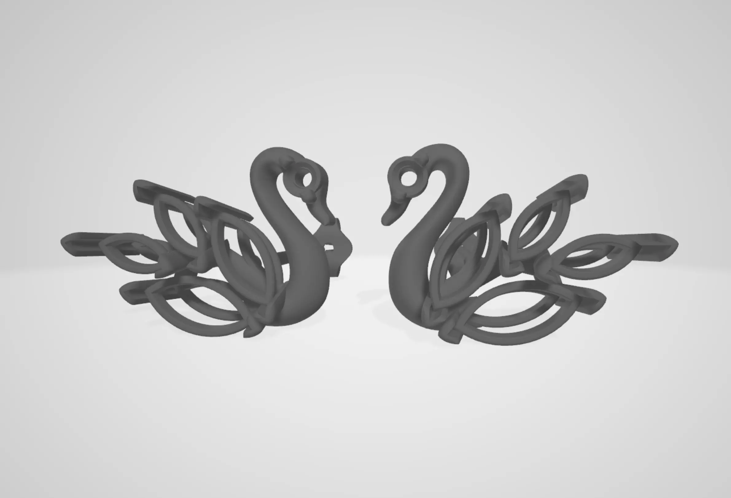 Swan Marquise Diamond Stud Earrings 3D CAD Design 3D print model_16