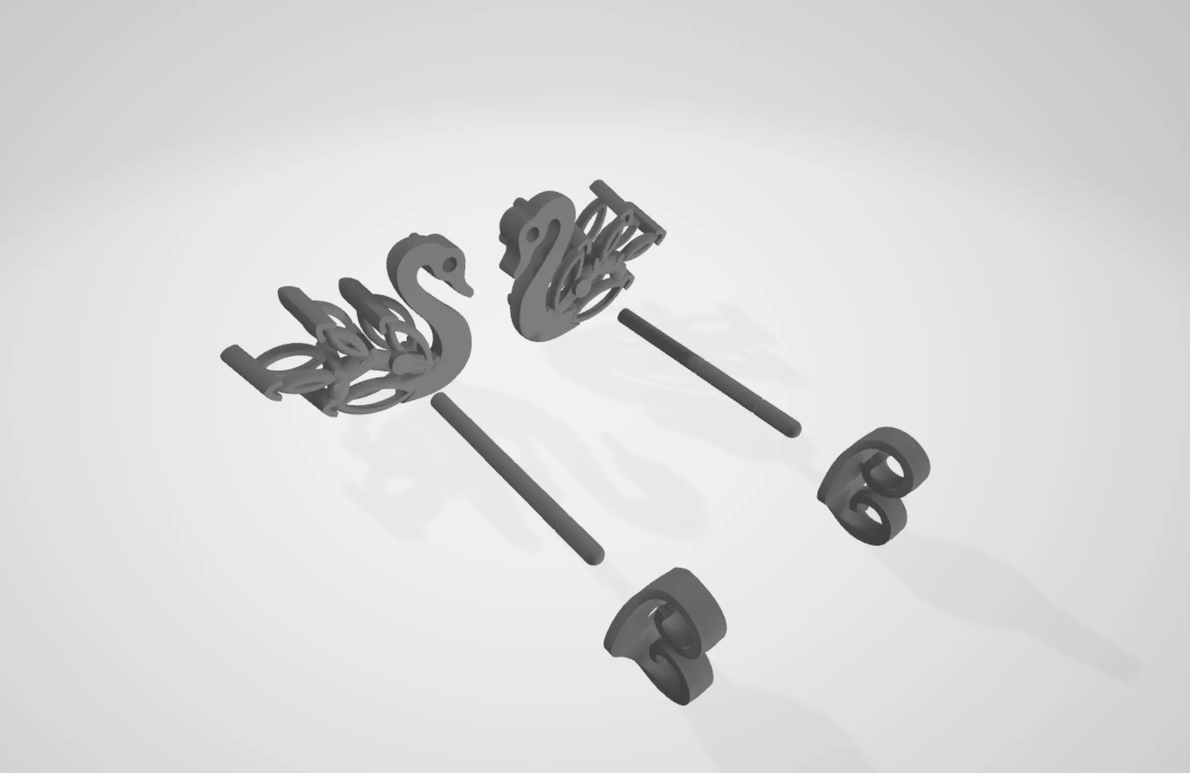 Swan Marquise Diamond Stud Earrings 3D CAD Design 3D print model_17