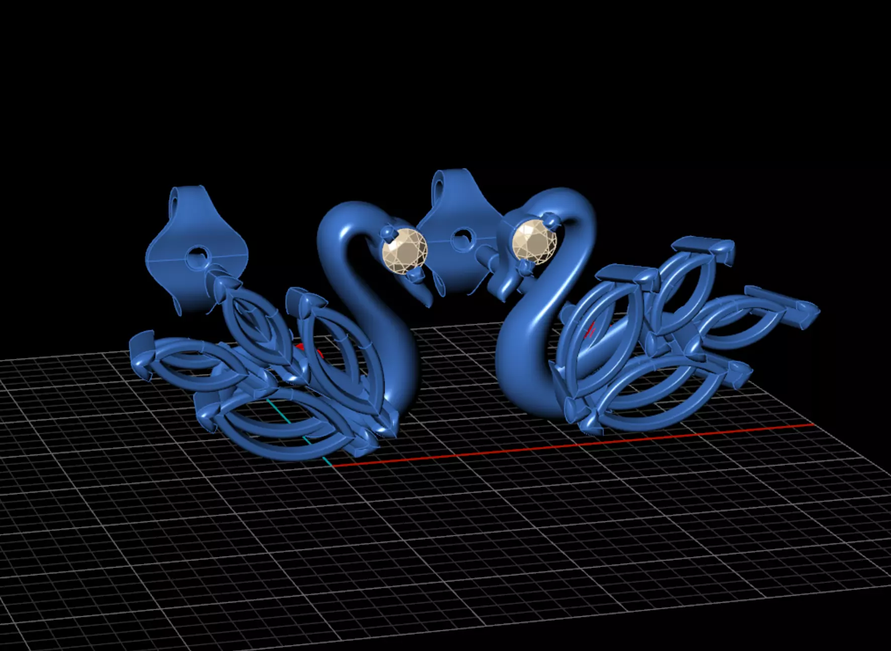 Swan Marquise Diamond Stud Earrings 3D CAD Design 3D print model_11