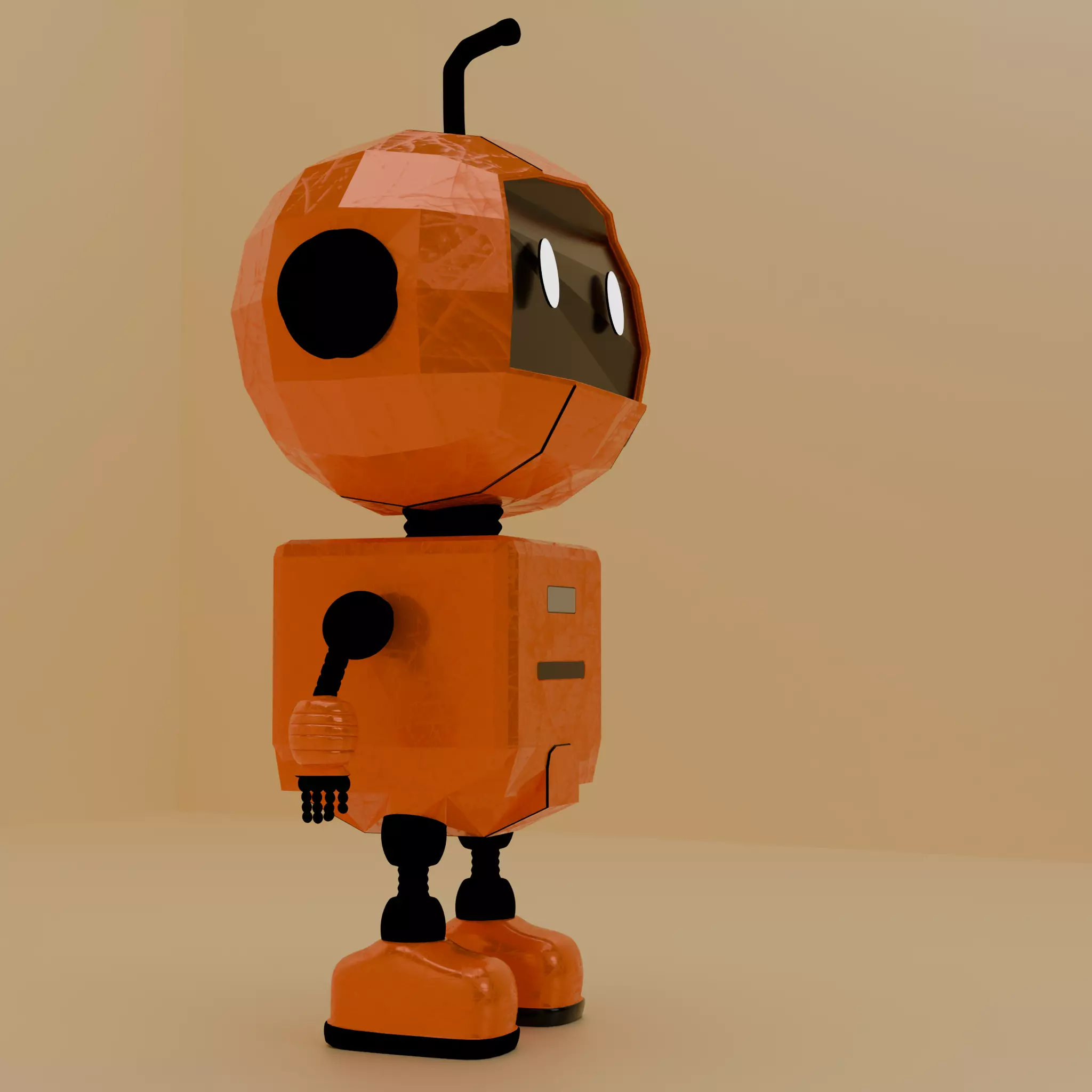 Cute Low Poly Robot 3D Model Game Ready Character Low-poly 3D model_4
