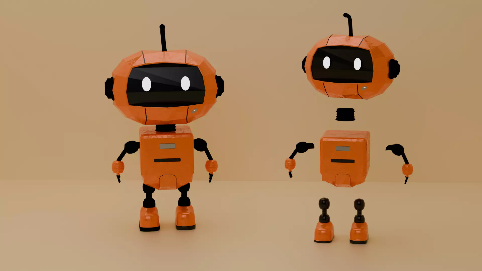Cute Low Poly Robot 3D Model Game Ready Character Low-poly 3D model_6