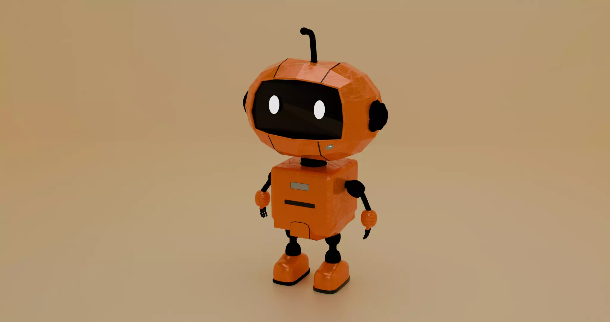 Cute Low Poly Robot 3D Model Game Ready Character Low-poly 3D model_0