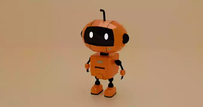 Cute Low Poly Robot 3D Model  Game Ready Character