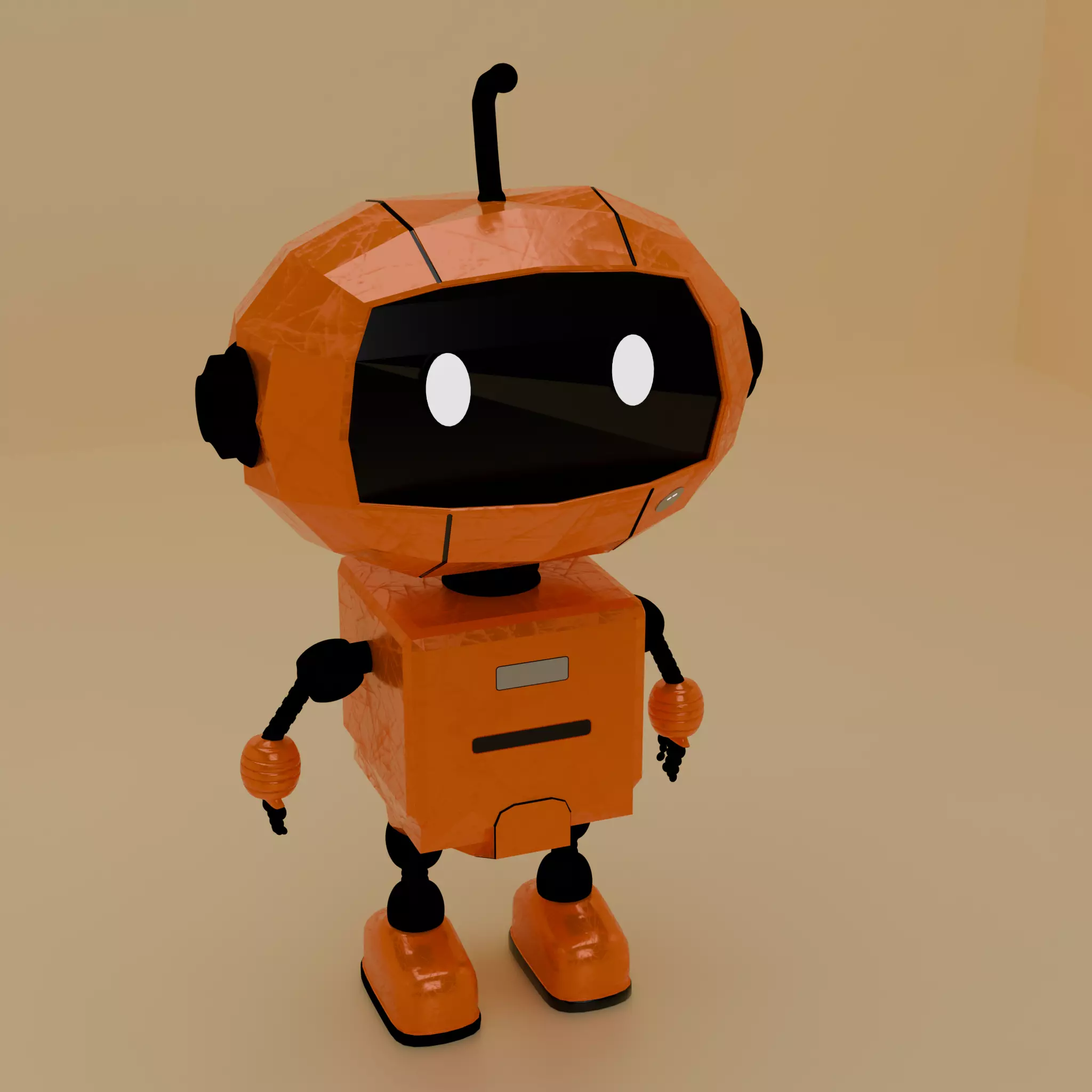 Cute Low Poly Robot 3D Model Game Ready Character Low-poly 3D model_2