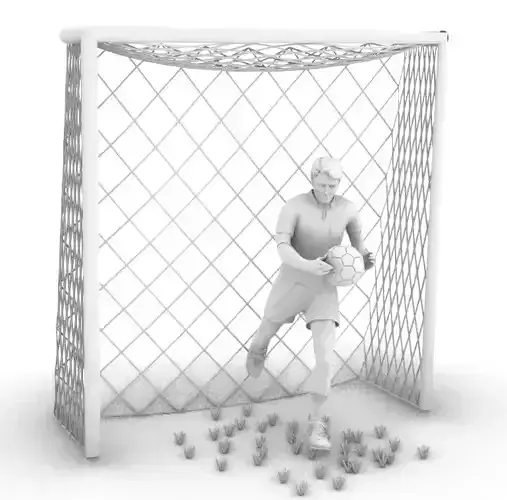 FOOTBALL PLAYER with ball and football goal