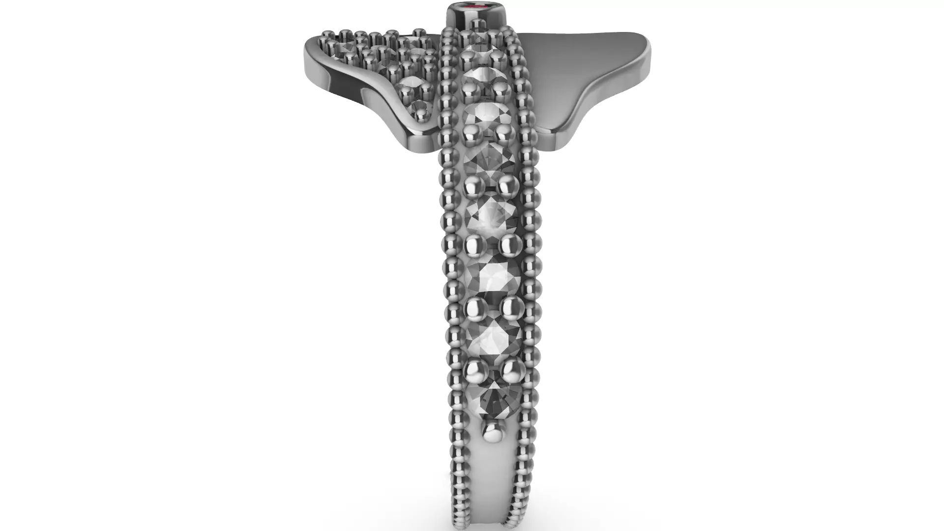 Butterfly Diamond Ring 3D print model_14