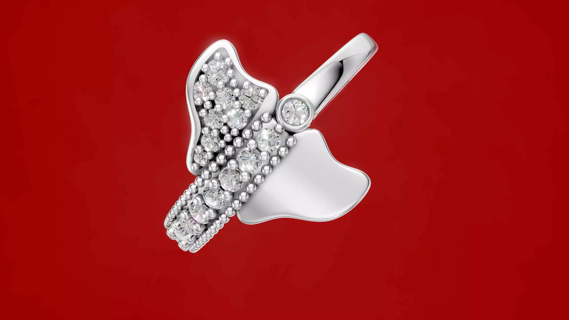 Butterfly Diamond Ring 3D print model_19