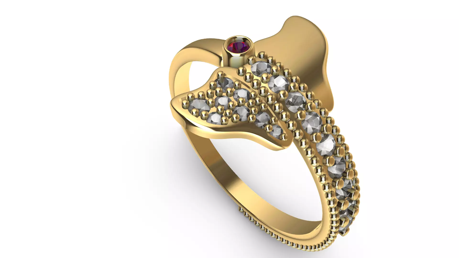 Butterfly Diamond Ring 3D print model_5