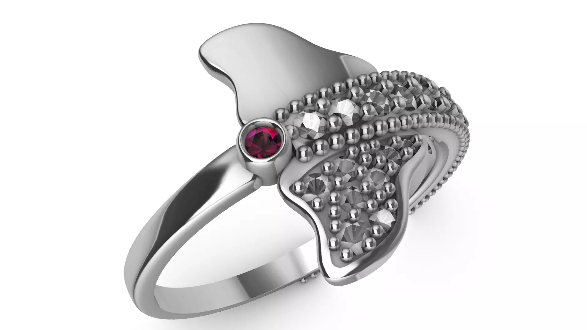 Butterfly Diamond Ring 3D print model_13