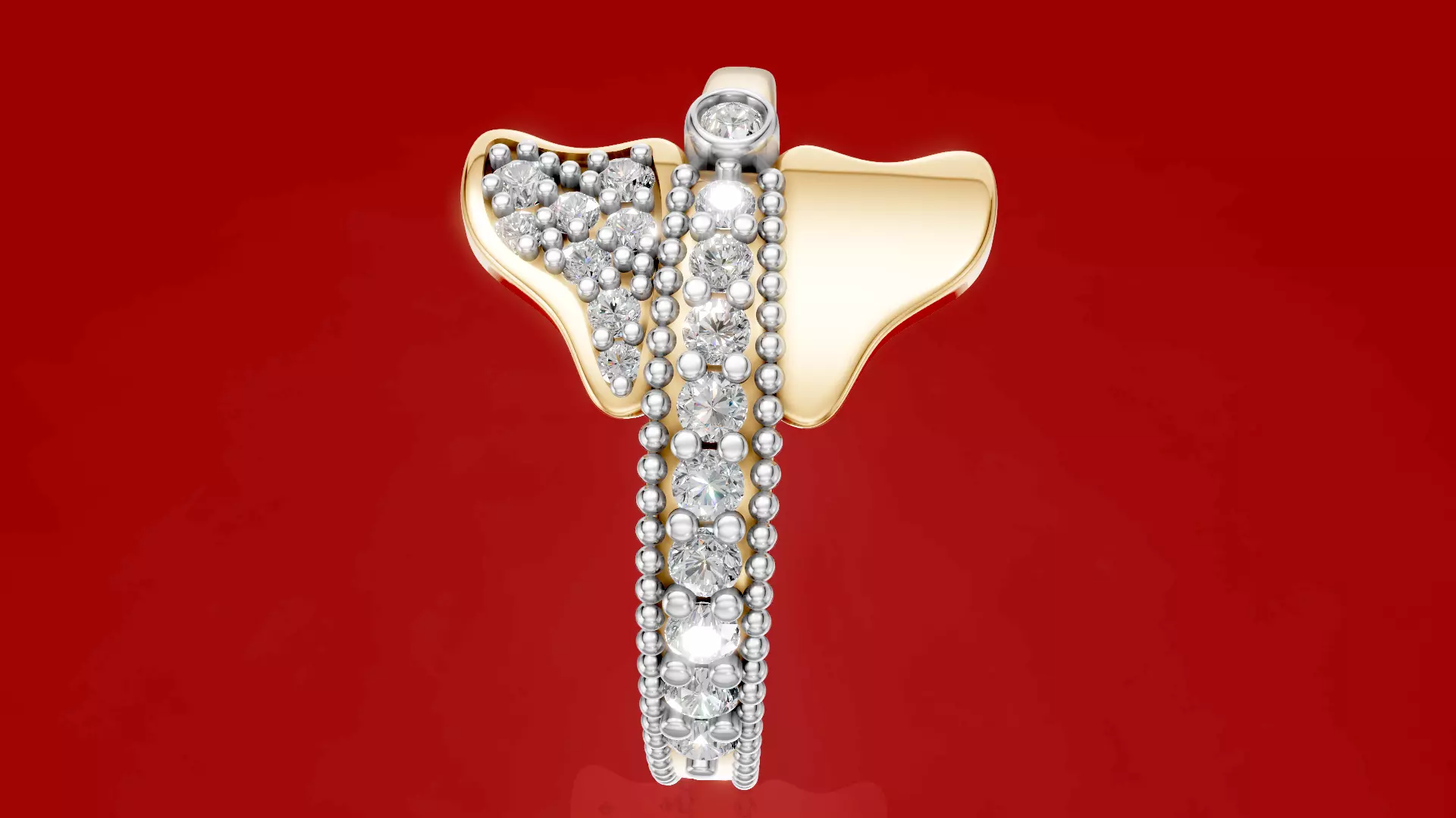 Butterfly Diamond Ring 3D print model_15