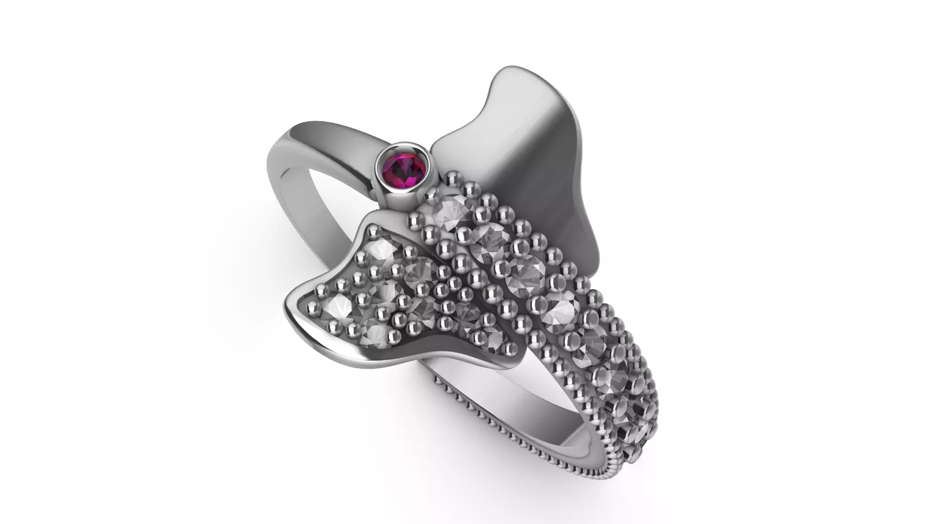 Butterfly Diamond Ring 3D print model_11