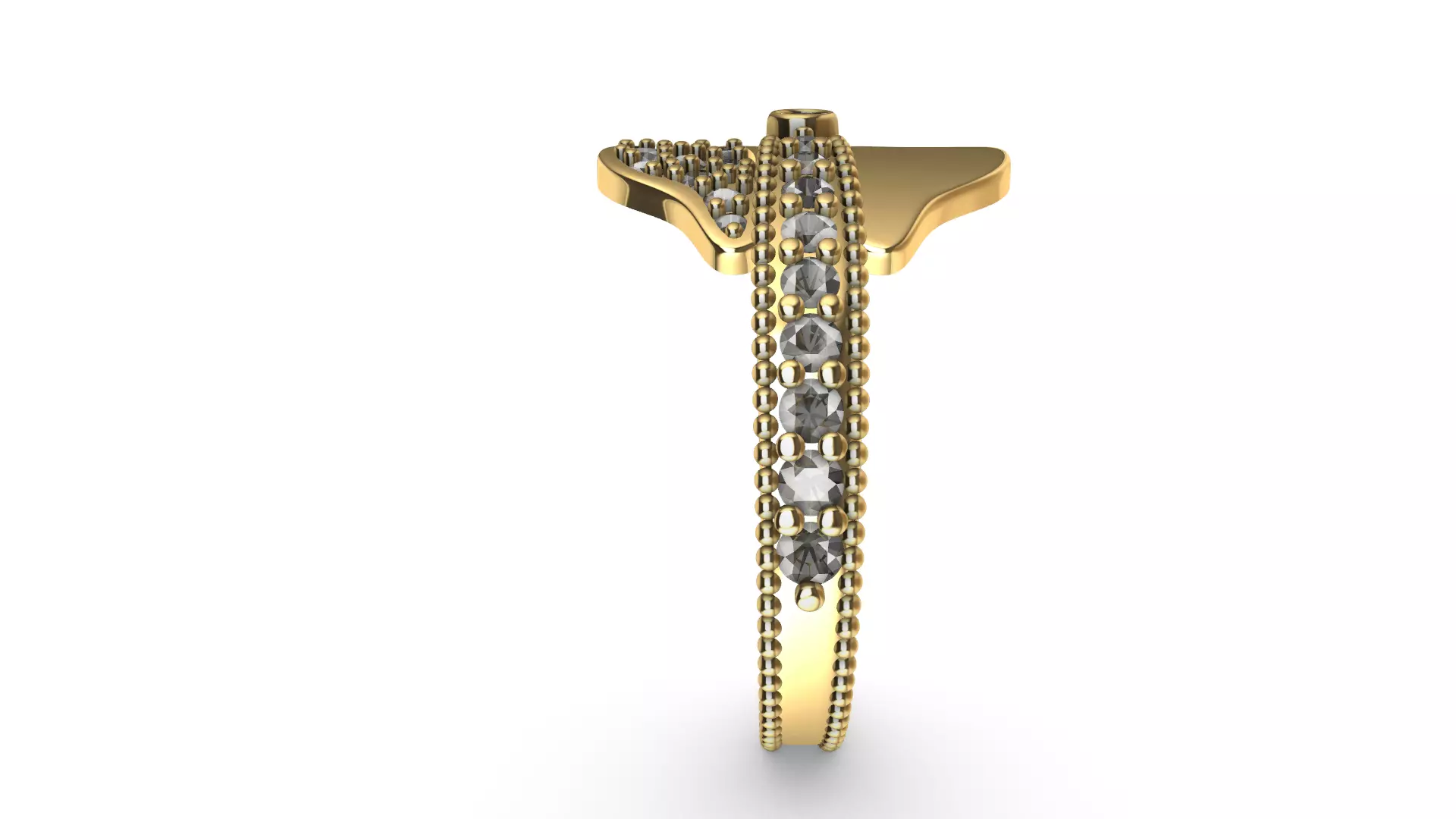 Butterfly Diamond Ring 3D print model_2