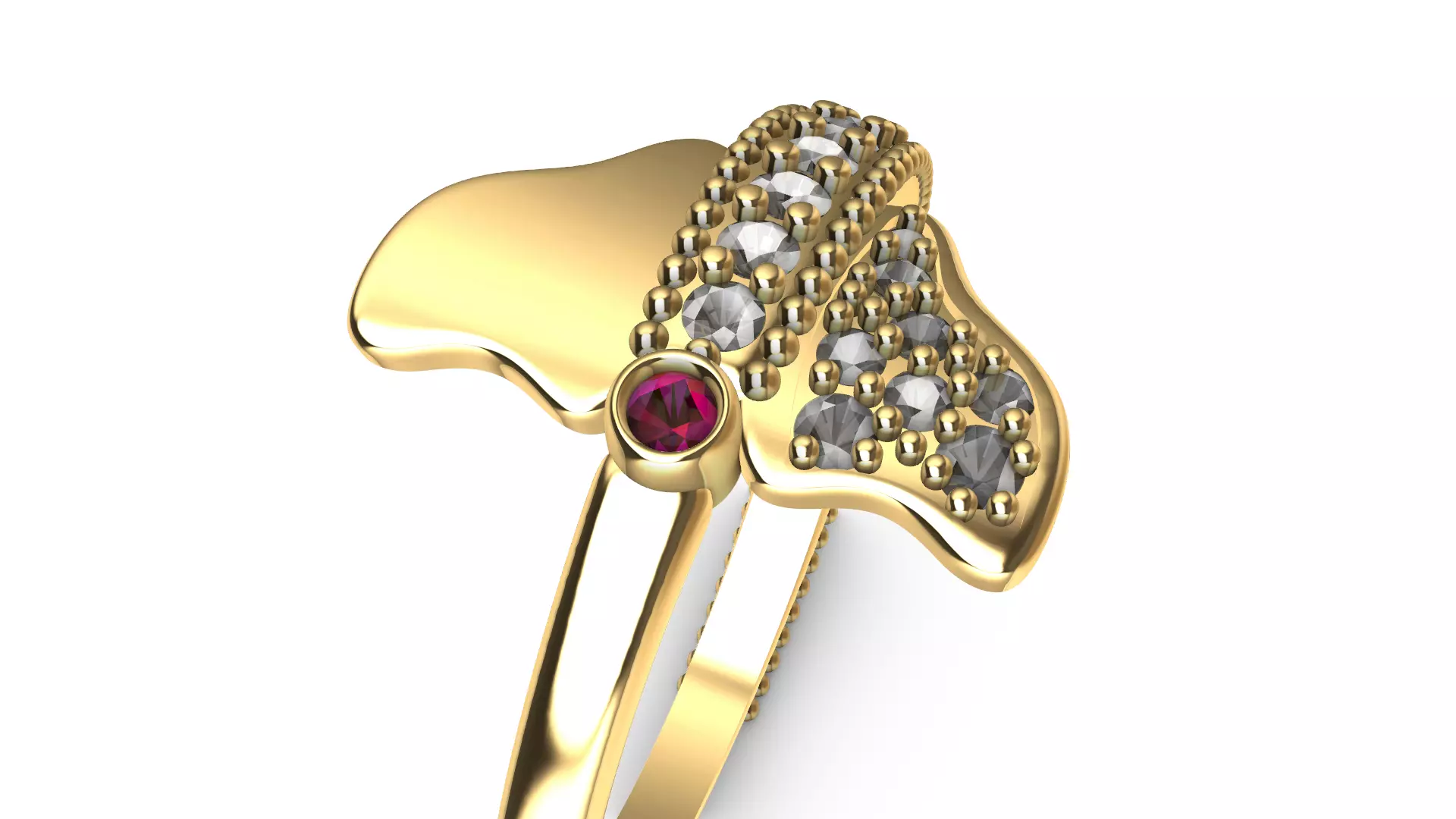 Butterfly Diamond Ring 3D print model_7