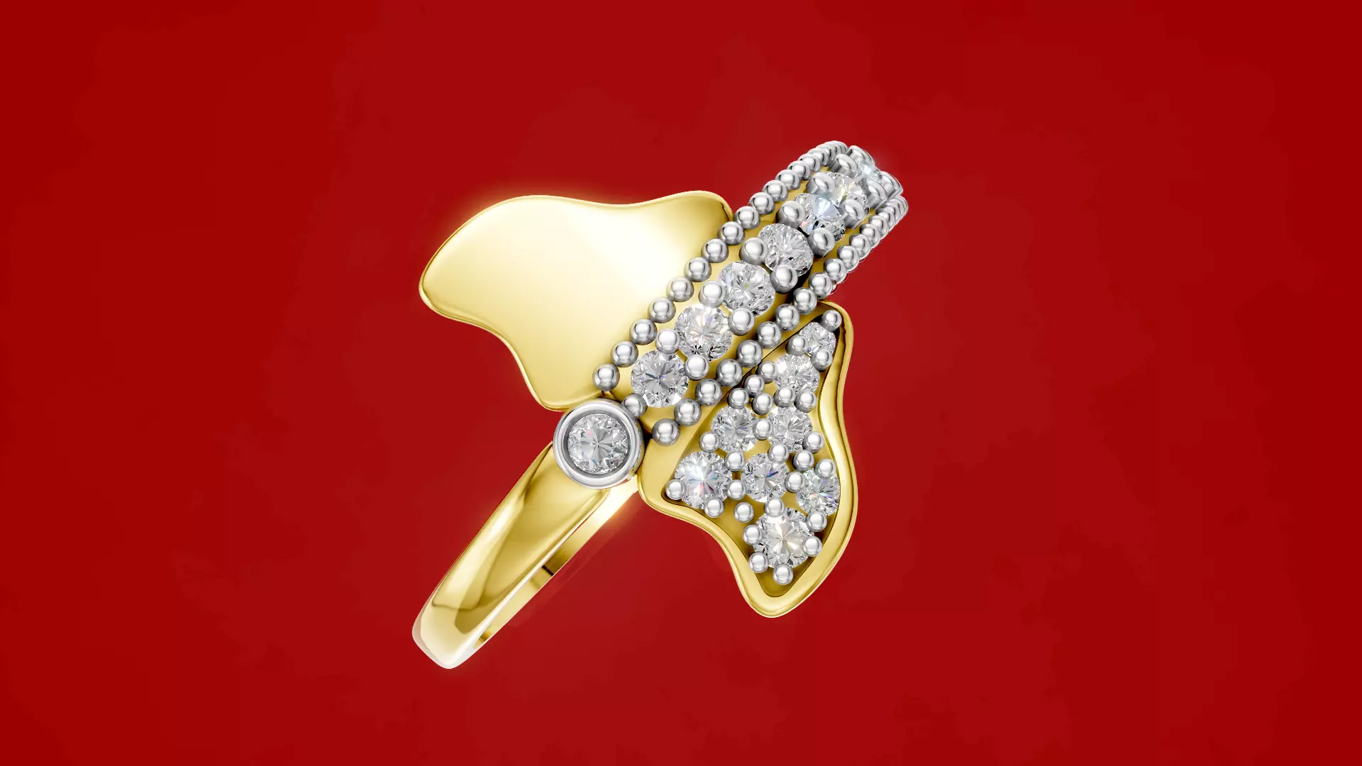 Butterfly Diamond Ring 3D print model_22