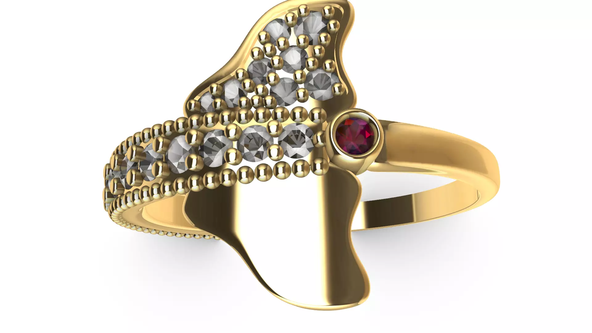 Butterfly Diamond Ring 3D print model_4