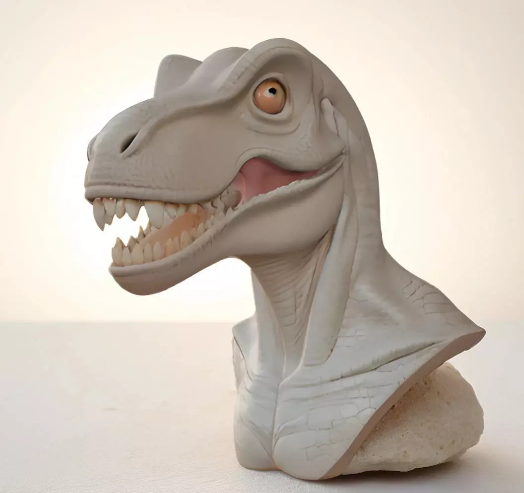 Dinosaur Head Bust 3D Model - STL Printable Prehistoric Reptile 3D print model_0