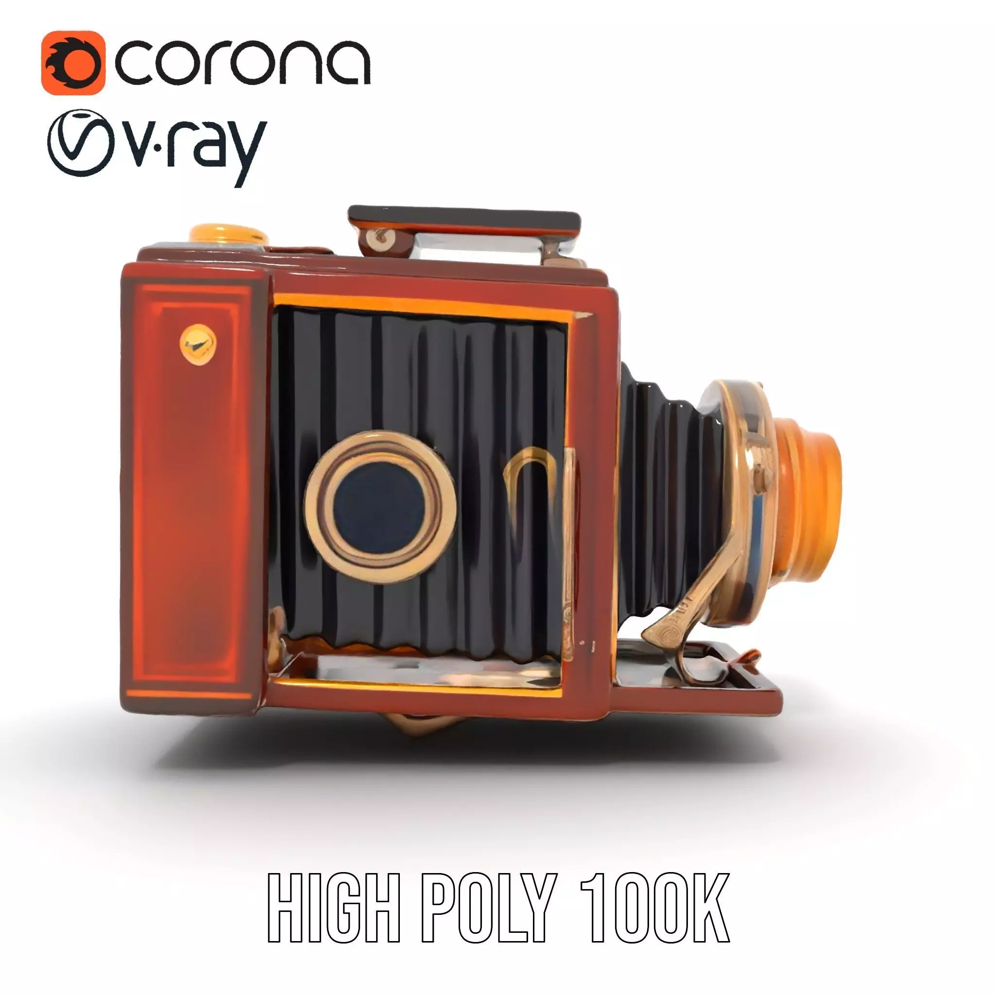 Antique Brass Camera model pack Low-poly 3D model_32