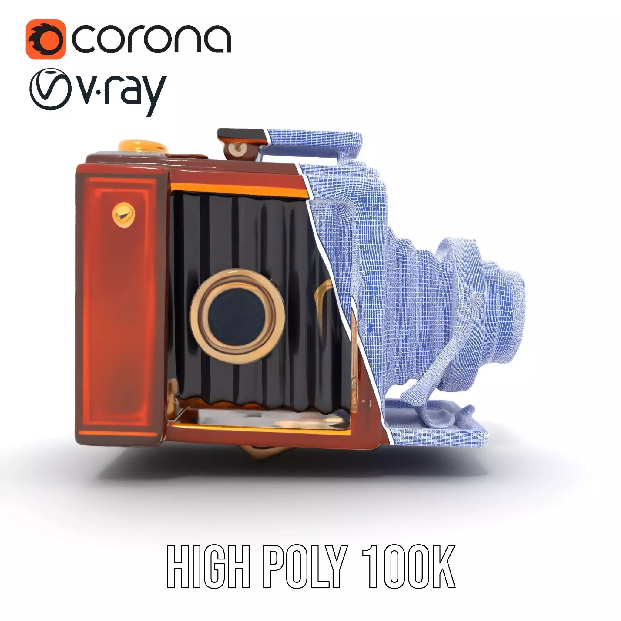 Antique Brass Camera model pack Low-poly 3D model_33