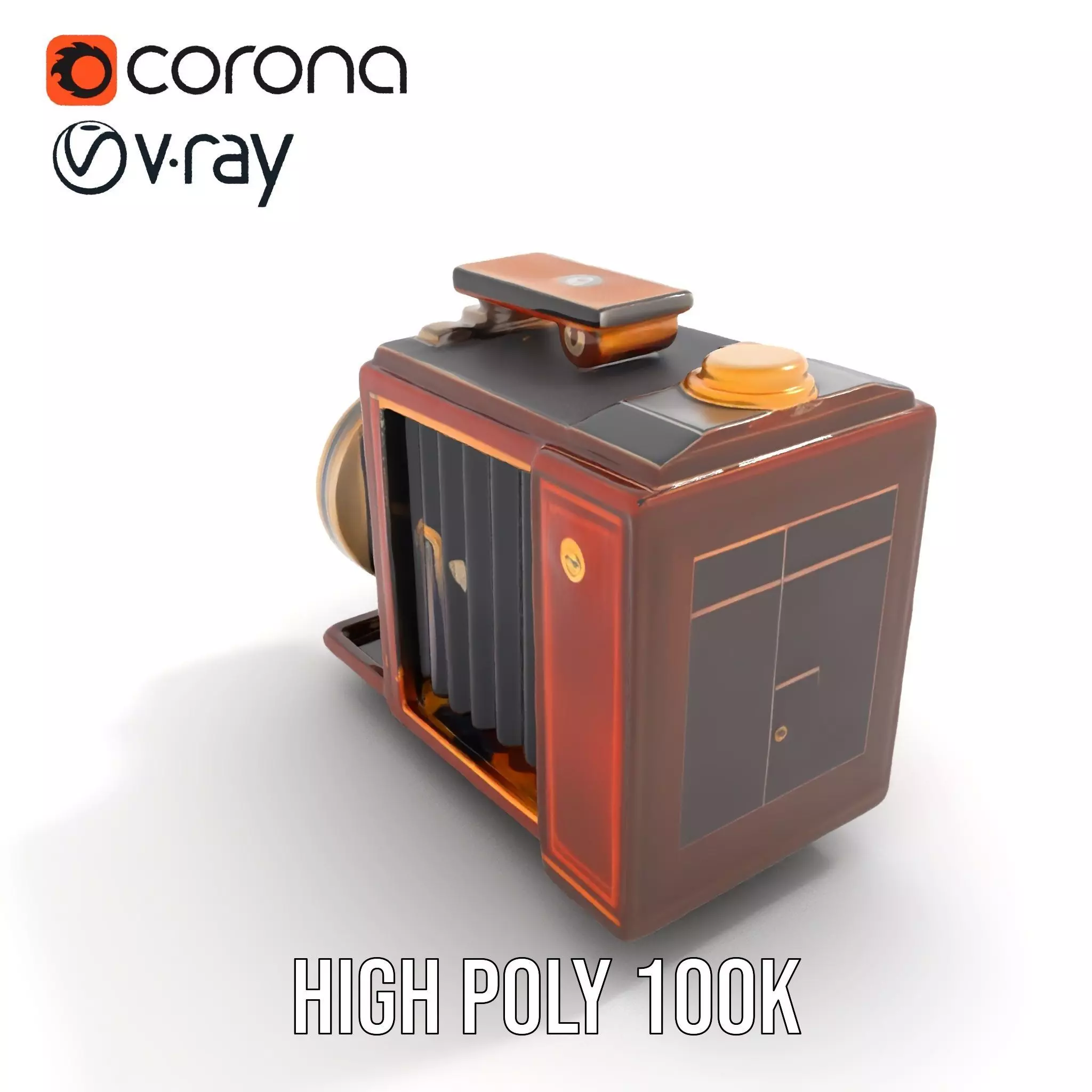 Antique Brass Camera model pack Low-poly 3D model_18