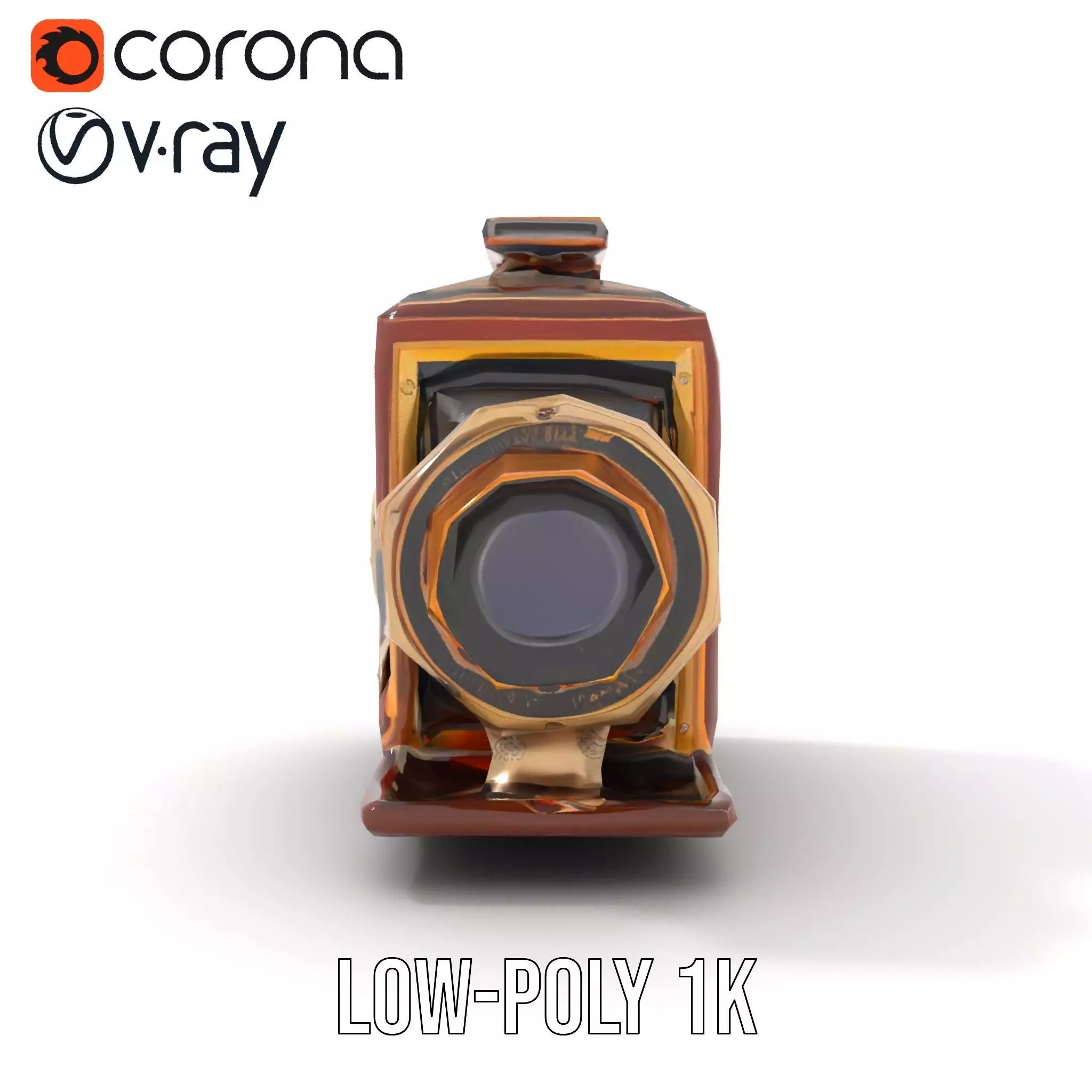 Antique Brass Camera model pack Low-poly 3D model_17