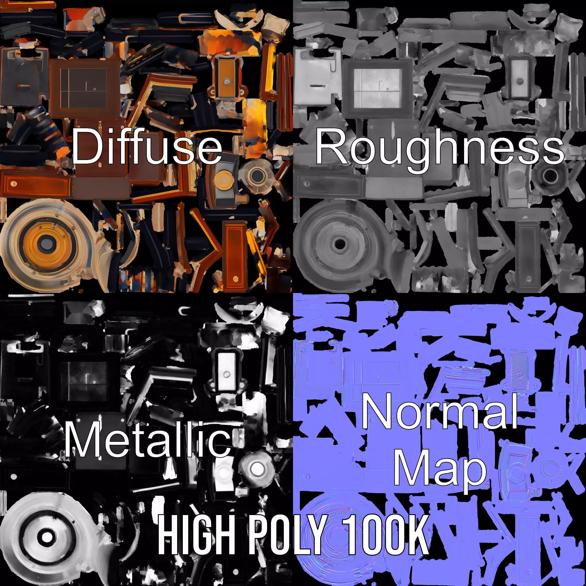 Antique Brass Camera model pack Low-poly 3D model_4