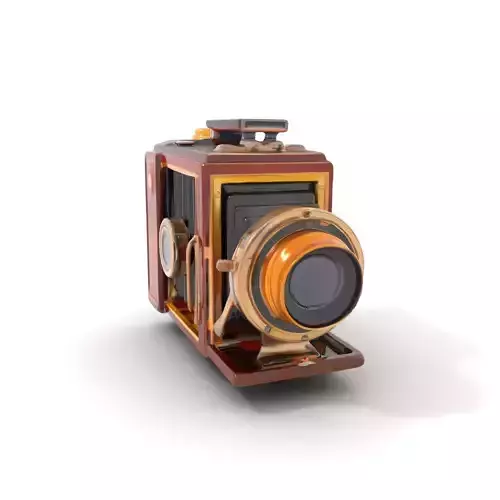 Antique Brass Camera model pack Low-poly 3D model