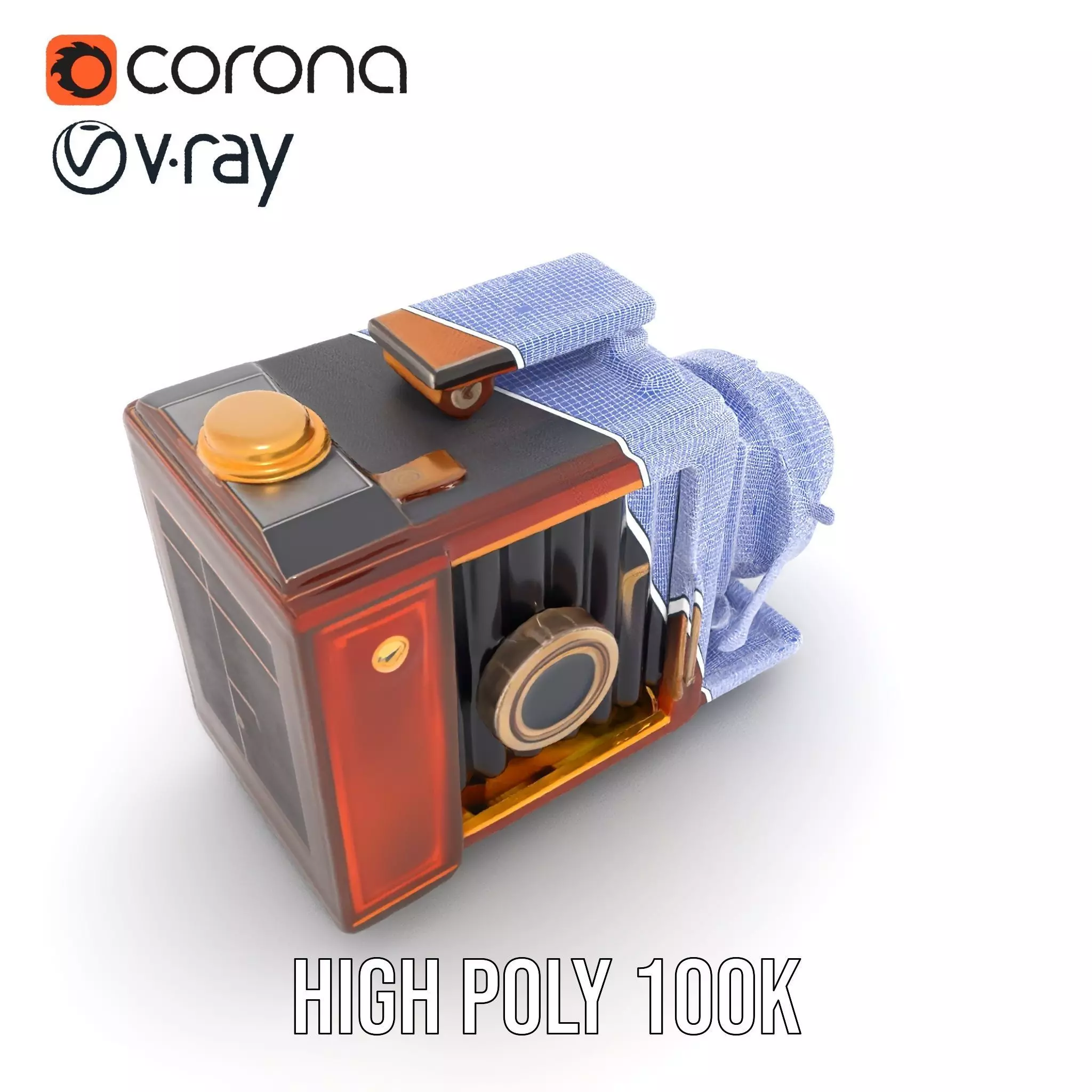 Antique Brass Camera model pack Low-poly 3D model_34