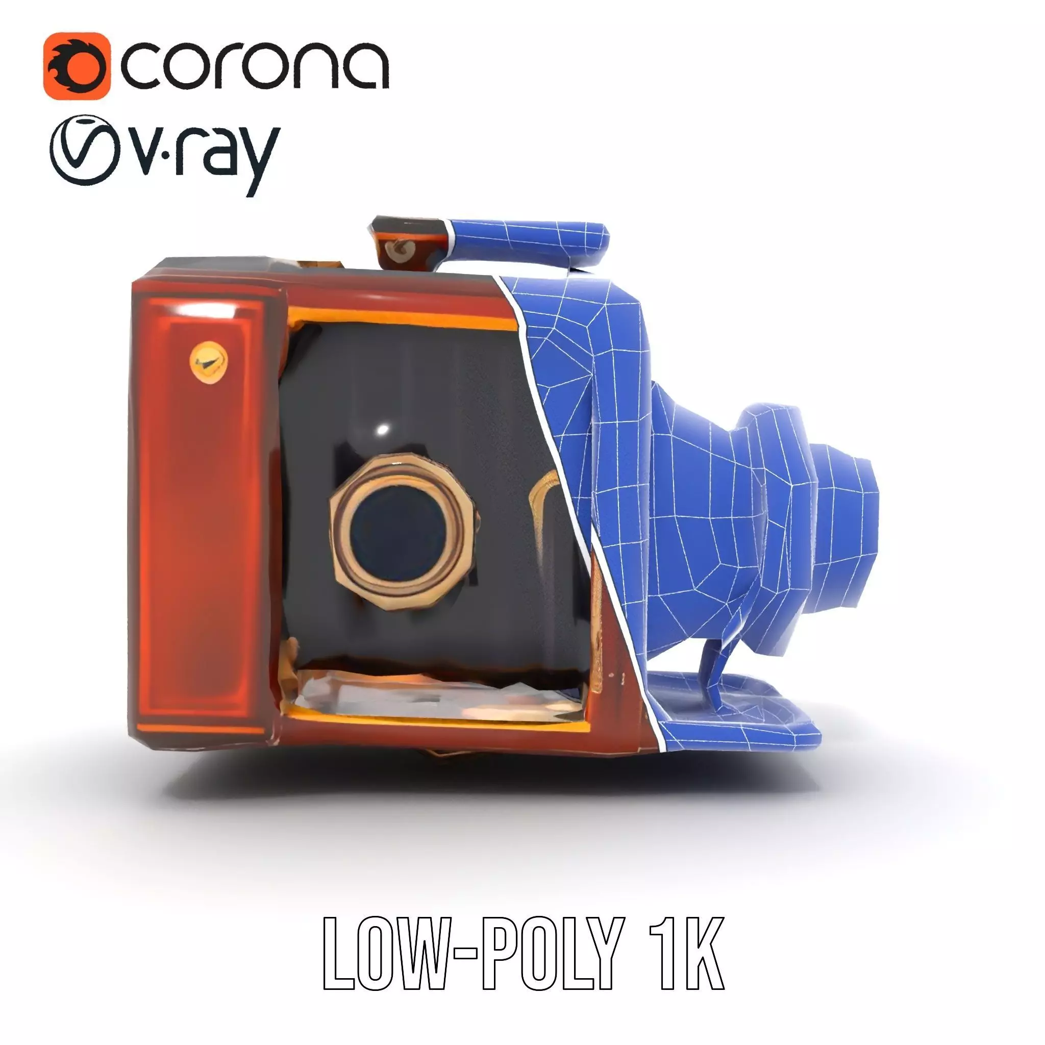 Antique Brass Camera model pack Low-poly 3D model_31
