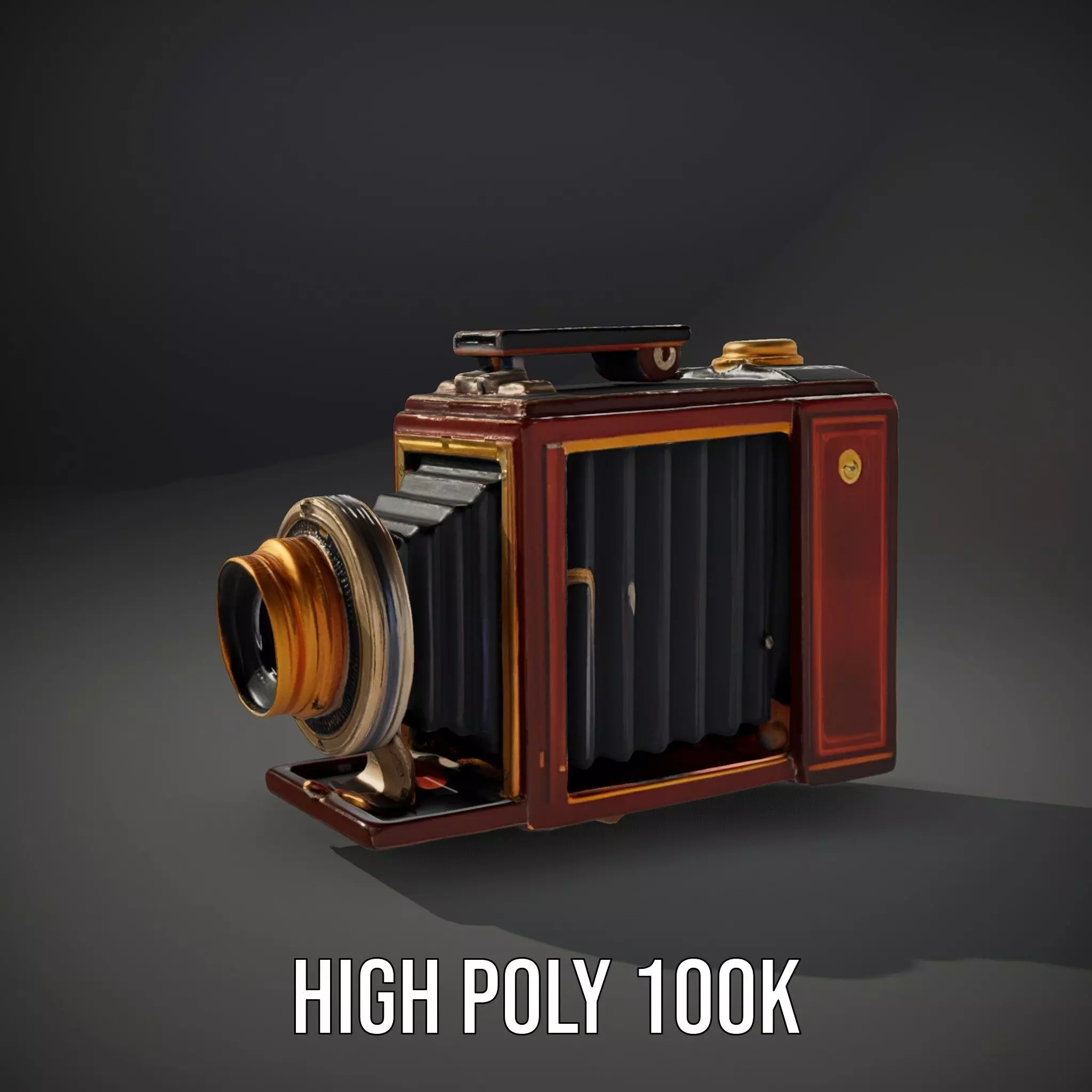 Antique Brass Camera model pack Low-poly 3D model_9