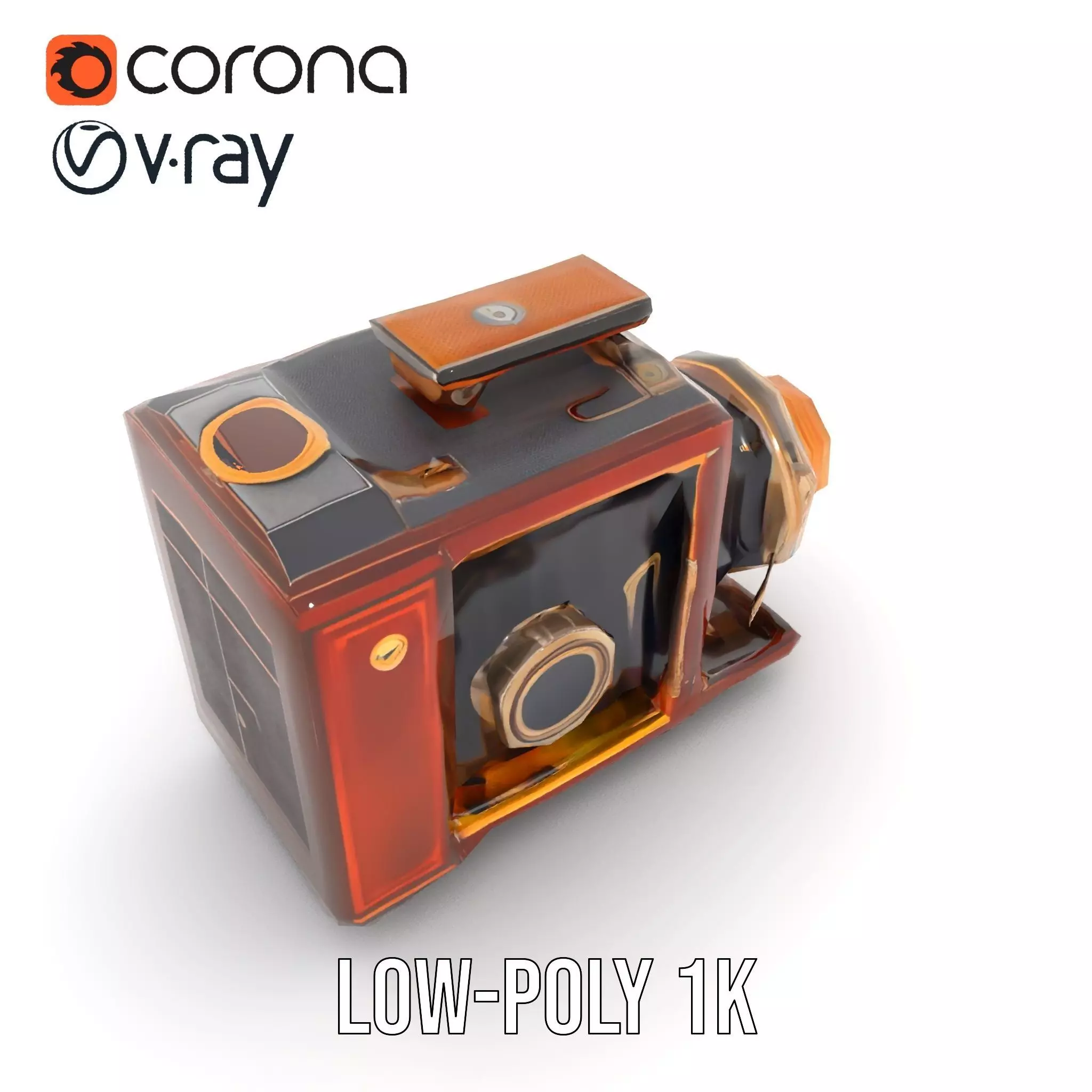 Antique Brass Camera model pack Low-poly 3D model_10